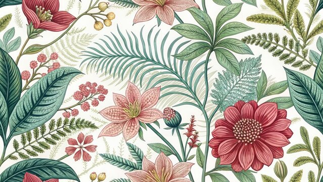 Botanical Math Backdrop: Intricate Plant Textures, High Depth of Field, Abstract Design, Scientific Illustration