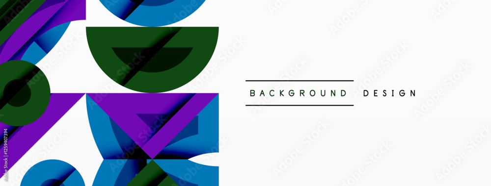 Aufkleber Abstract geometric background with shapes, featuring circular and rounded elements. Bold contrast, smooth gradients, dynamic composition, futuristic style