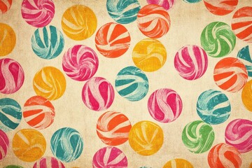 Colorful swirl candy pattern on an aged background