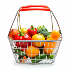 Fresh produce in shopping basket, healthy eating