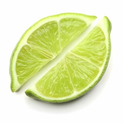 Lime cut in half, isolated on white, food photography, recipe ingredient