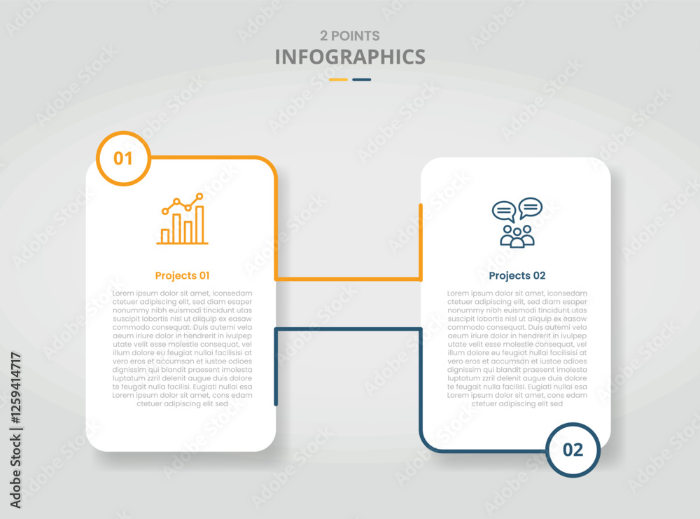 Fototapete 2 points template comparison concept for infographic with vertical box connect or linked by line wit