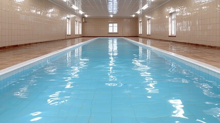 Empty indoor pool in modern building