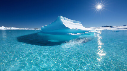  iceberg floating in a clear blue sea