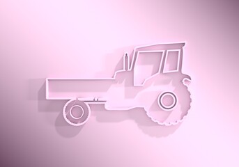 Agricultural machinery. Vehicle for field farm work. Industrial tractor transport icon. 3D render