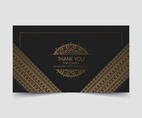 Luxury Dark gold thank you wedding card