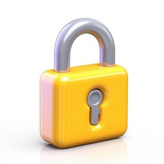 A bright yellow lock with a silver shackle, symbolizing security and protection, set against a simple background.