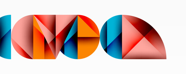 Abstract geometric pattern with intersecting circles and triangles in gradients. The high-contrast composition creates depth and a dynamic, modern aesthetic