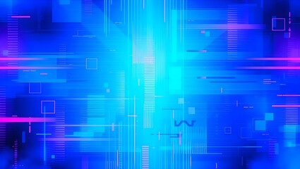 Fototapeta premium Abstract blue, mint and pink background with interlaced digital glitch and distortion effect. Futuristic cyberpunk design. Retro futurism, web punk, rave 80s 90s cyberpunk aesthetic techno neon colors