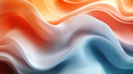 Fototapeta premium Abstract fabric waves, orange blue gradient, soft light, background texture, design element
