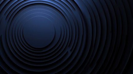 Concentric circles on Blue background with copy space for design. Ideal for modern banner templates, abstract dark circular pattern wallpaper, simple dark abstract background.