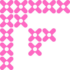 Pink flower formation corner border