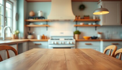 Modern kitchen interior with kitchen utensils, refrigerator, shelves, and a clean design, featuring fresh food and vegetables in an empty room