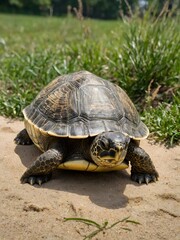 Fototapeta premium Serene Guardian: The Turtle of Tranquil Waters