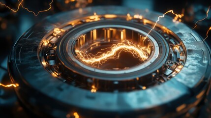 Dynamic electrical currents glowing across a mechanical design in an abstract scene --ar 16:9 --v 6.1 Job ID: efa397cb-02d1-40df-aee4-8041d3e18b3e