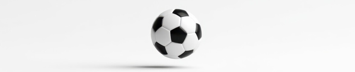 Fototapeta premium White soccer ball levitates, isolated on white , simple, motionless