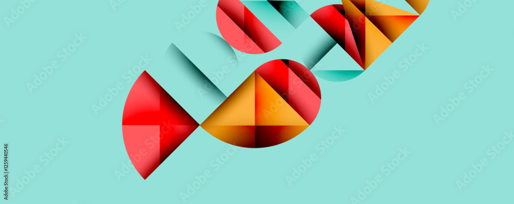 Wall mural minimal geometric abstract background. circle square and triangle design