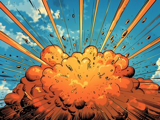 Explosion comic style with vibrant colors, suitable for action scenes, games, or graphic design projects.