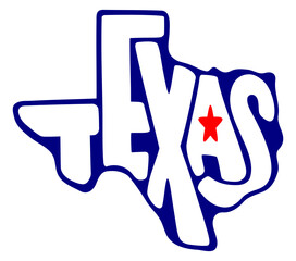 Texas Word Art with State Shape