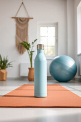 Steel water bottle mockup stock photo