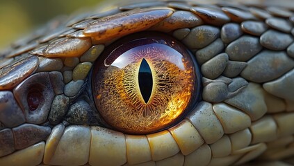 close up background of snake eye in forest