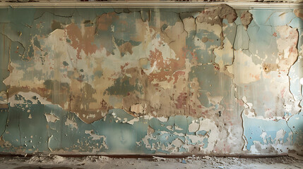 Peeling Paint on Abandoned Wall, Ideal for Urban Decay and Textured Background Illustrations