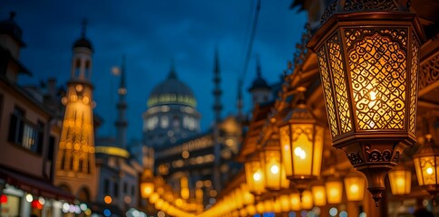 Obraz premium Image of a Traditional Mosque with Dome and Minarets 