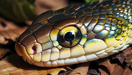Fototapeta premium close up background of snake eye in forest
