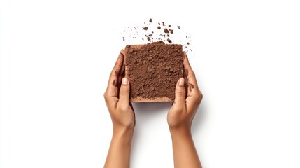 Bricklayer's hands holding a trowel and brick, a construction worker building a wall, isolated on a white background. Detailed illustration