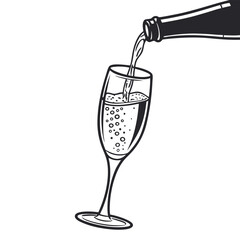 Cold drinks being poured into glasses from a transparent glass bottle vector illustration design
