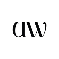 Fototapeta premium UW monogram logo design letter text name symbol monochrome logotype alphabet character simple logo