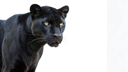 Close-Up Portrait of a Black Panther with Intense Golden Eyes
