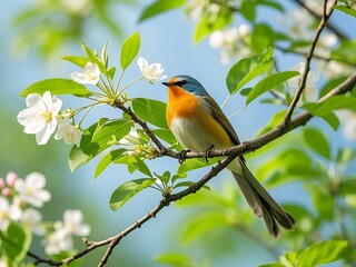 the bird standing on the tree