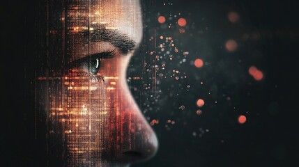 Futuristic Biometric ID for Young Professional, Enhancing Secure Access to Financial Data in Modern Workspaces