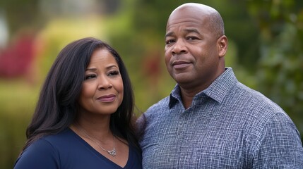 Obraz premium Couple Posing Together in a Beautiful Outdoor Setting