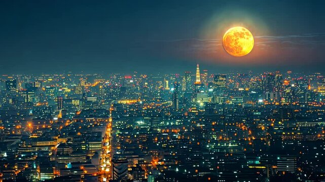 夜の都市の空撮11