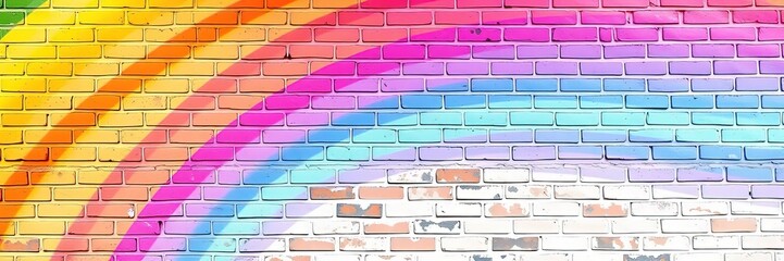 Fototapeta premium Festive St. Patrick's Day Rainbow Adorns Weathered Brick Wall