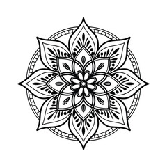 simple modern creative star black and white coloring page mandala pattern design