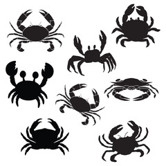 Crab silhouette illustration Design Crab silhouette icon