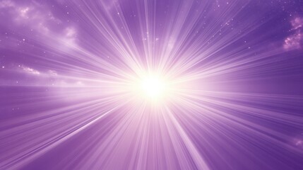 Radiant purple light bursts from center. Perfect for backgrounds, spirituality, hope themes.