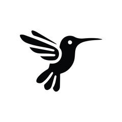 Obraz premium hummingbird icon, silhouette bird, flight symbol, isolated on transparent