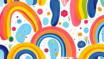 Kaleidoscopic Rainbow Symphony on Seamless Fabric