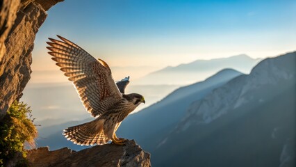 Soaring Peregrine Falcon: High-Definition Nature Photography, Majestic Bird of Prey in Flight