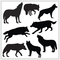 Wolf silhouette illustration Design Wolf silhouette icon