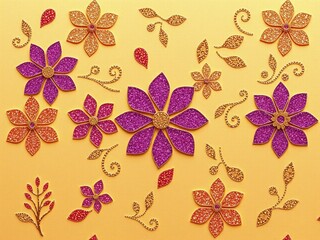 Fototapeta premium Shimmering Floral Tapestry on Metallic Bronze