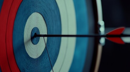 Scene of an archery range. Featuring a bow and arrow aimed at a target. Emphasizing the focus and skill involved in the sport. Ideal for sports and recreation themes.