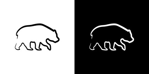 Bear logo outline icon design drawing line isolated graphic