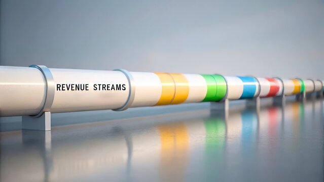 Innovative Revenue Streams Concept Visualized with Colorful Pipeline and Text Representation