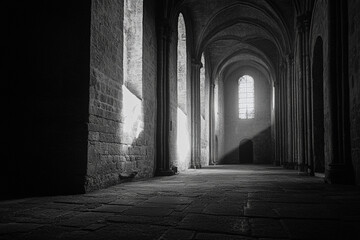 Obraz premium Arafed view of a large cathedral with a tall ceiling and a large window