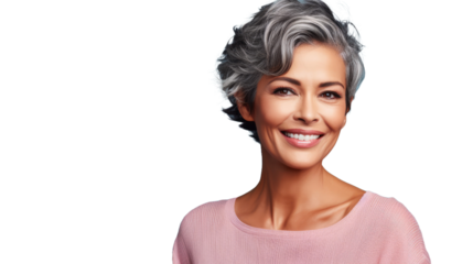 smiling beautiful middle aged woman